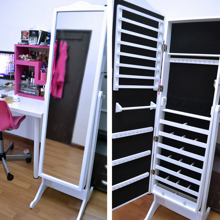 free standing jewelry armoire with mirror