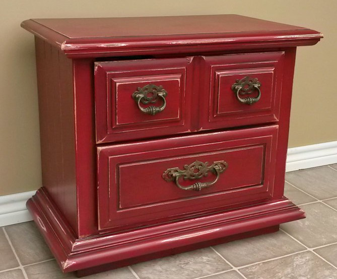 painting furniture red distressed