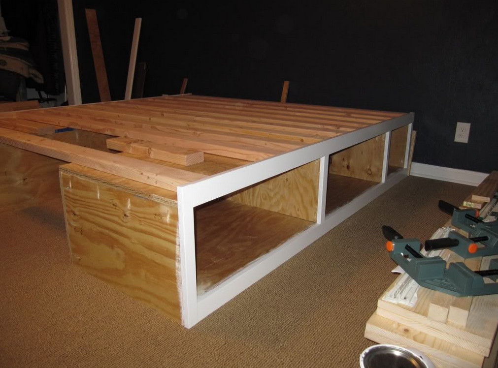raised wooden bed frame