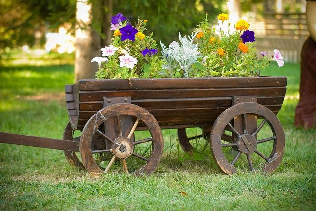 rustic wooden planter boxes