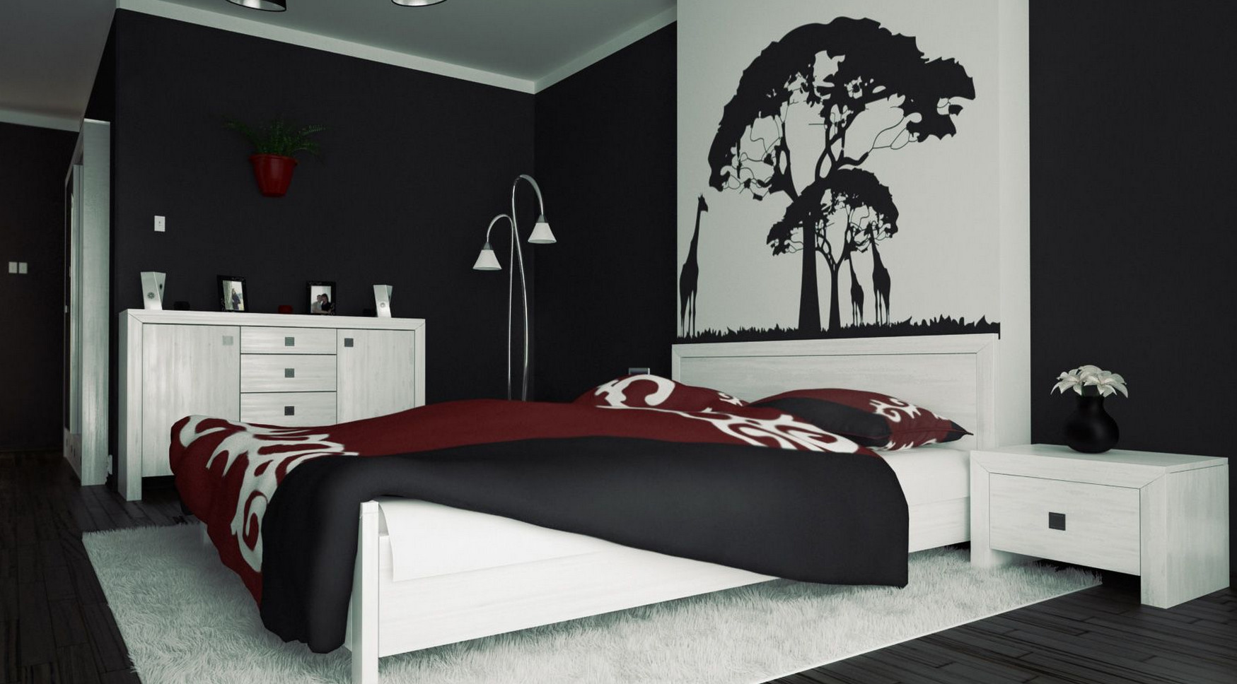 Red and Black Wall Painting